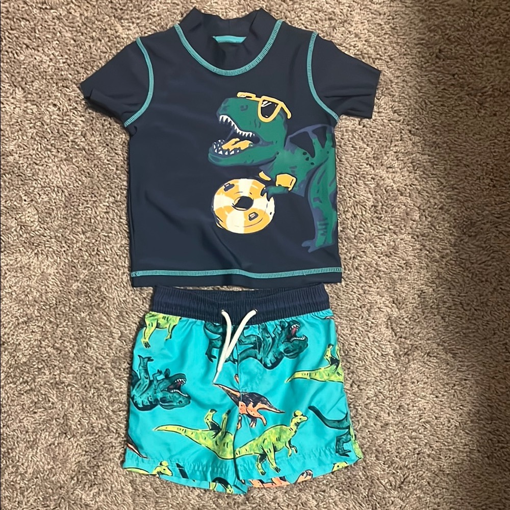 Kids' Dinosaur Swim Shirt with T-Rex Design